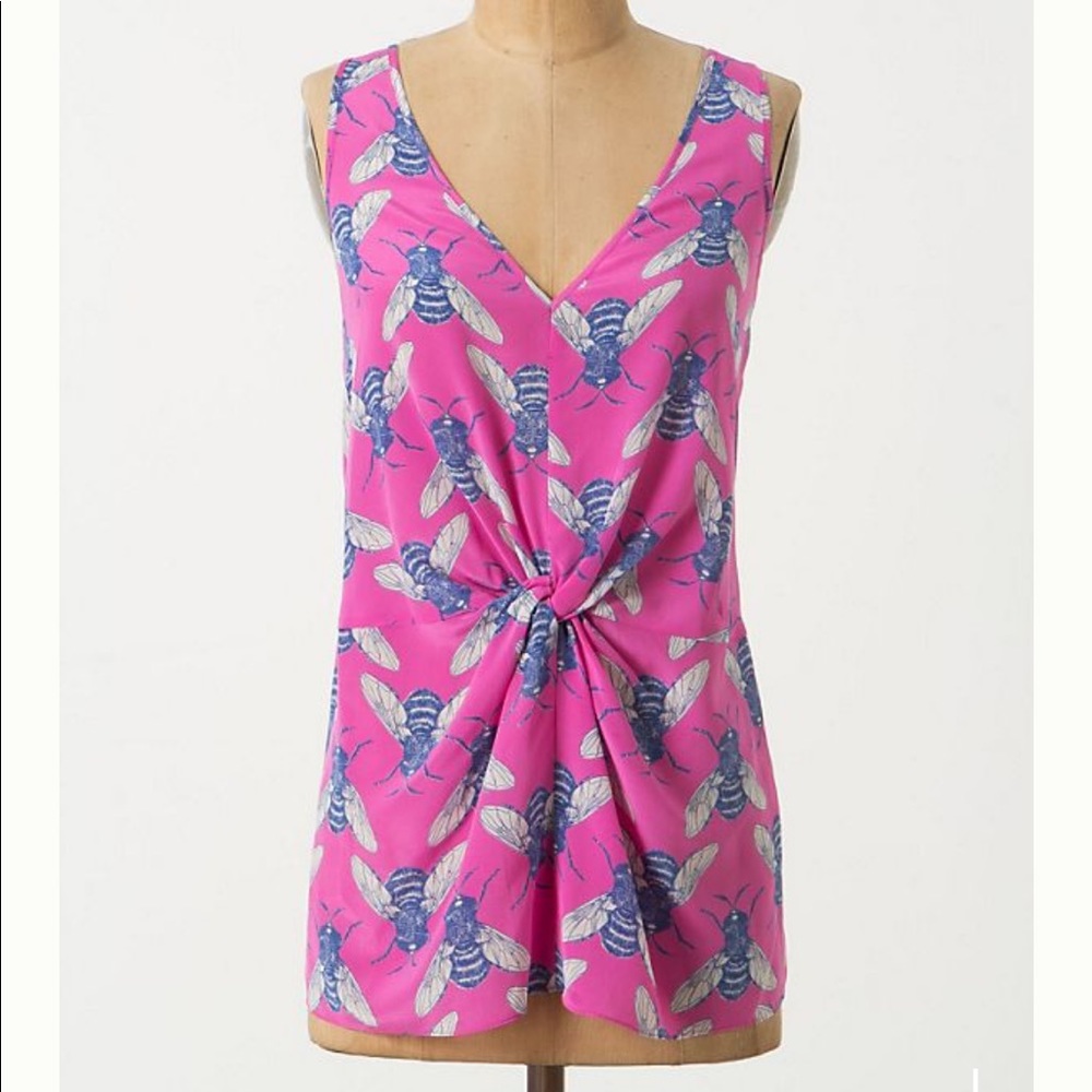 ANTHROPOLOGIE “Pollination”Bumble Bee Silk Top